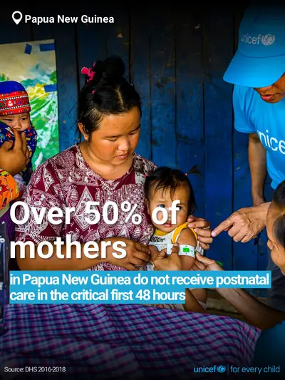 Postnatal care tile for Papua New Guinea, Bold number · English