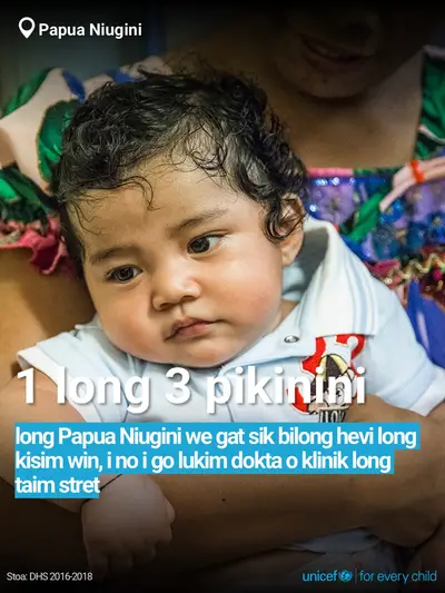 Childhood pneumonia tile for Papua New Guinea, Bold number · TokPisin