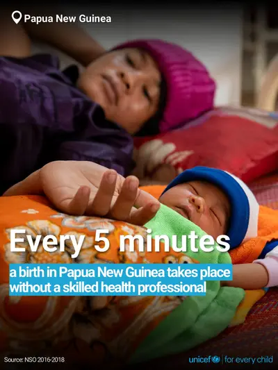 Skilled birth attendance tile for Papua New Guinea, Bold number · English