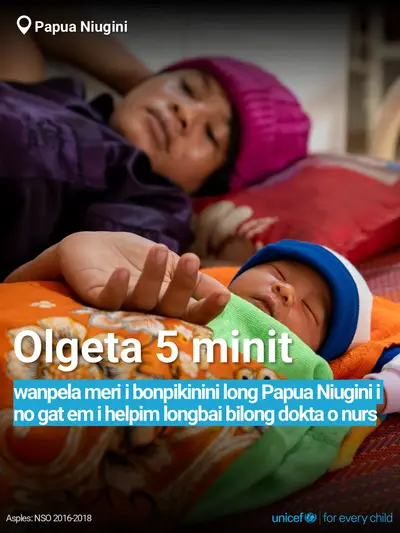 Skilled birth attendance tile for Papua New Guinea, Bold number · TokPisin