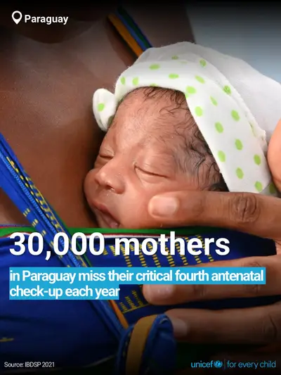 Antenatal care tile for Paraguay, Bold number · English