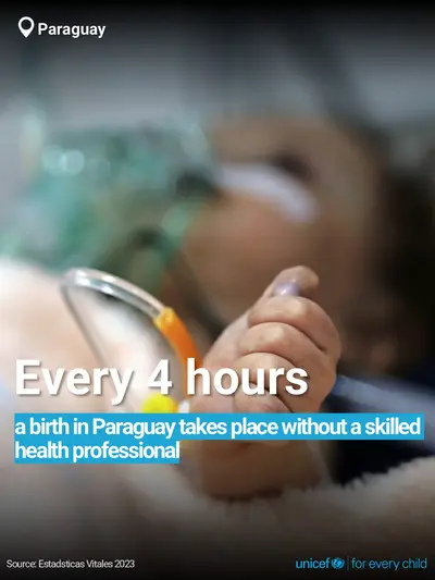 Skilled birth attendance tile for Paraguay, Bold number · English