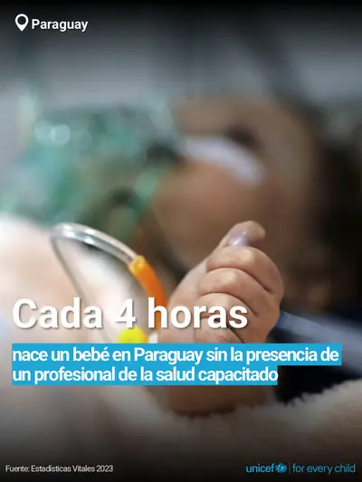 Skilled birth attendance tile for Paraguay, Bold number · Spanish