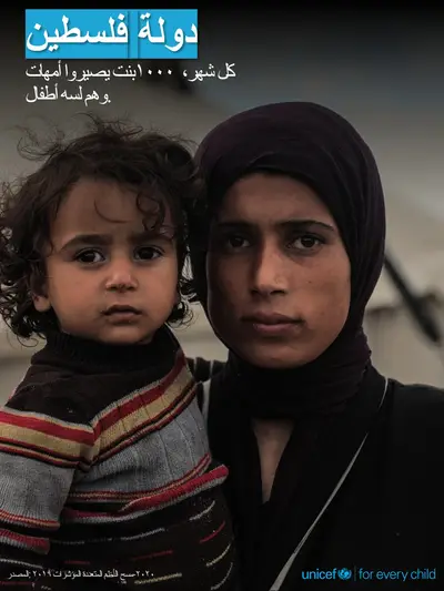 Adolescent motherhood tile for State of Palestine, Photo · Arabic