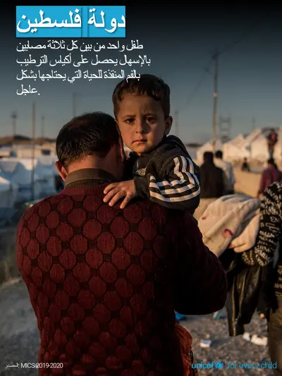 Oral rehydration salts tile for State of Palestine, Photo · Arabic