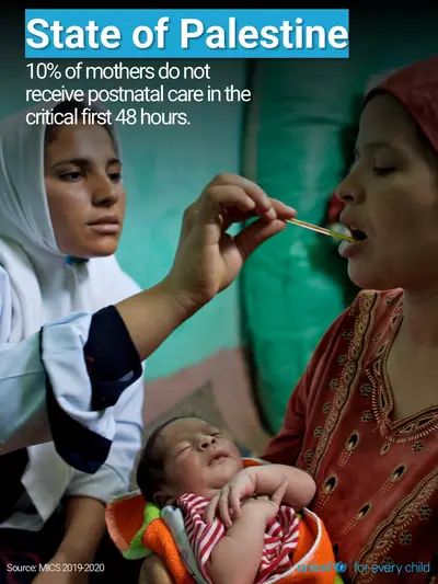 Postnatal care tile for State of Palestine, Photo · English