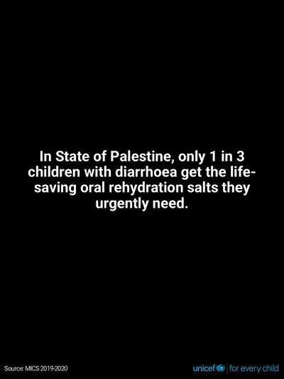Oral rehydration salts tile for State of Palestine, Text only · English