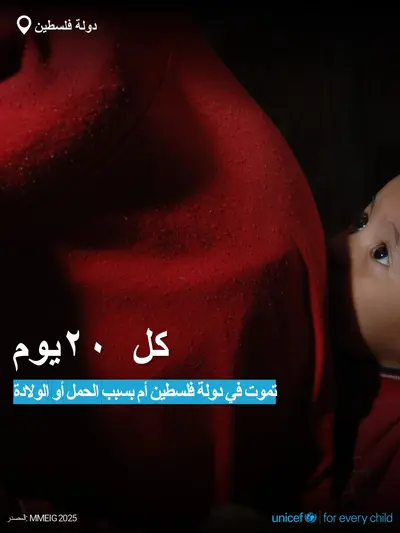 Maternal mortality tile for State of Palestine, Bold number · Arabic