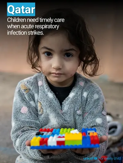 Childhood pneumonia tile for Qatar, Photo · English
