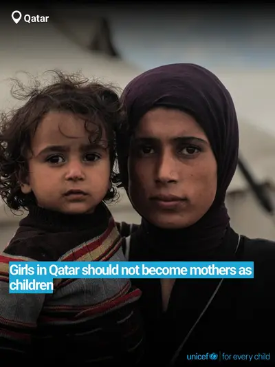 Adolescent motherhood tile for Qatar, Bold number · English