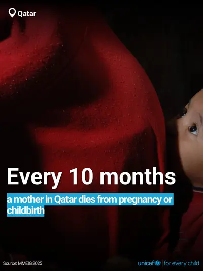 Maternal mortality tile for Qatar, Bold number · English