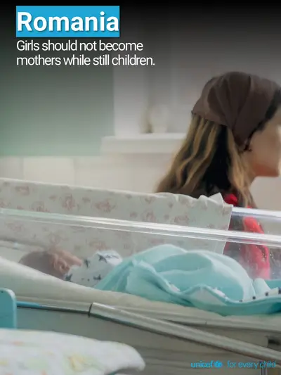 Adolescent motherhood tile for Romania, Photo · English