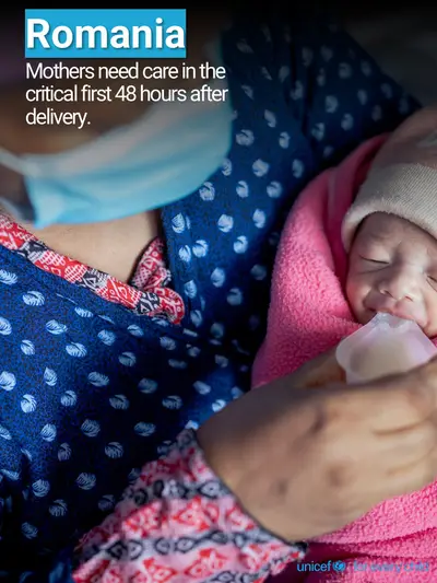 Postnatal care tile for Romania, Photo · English