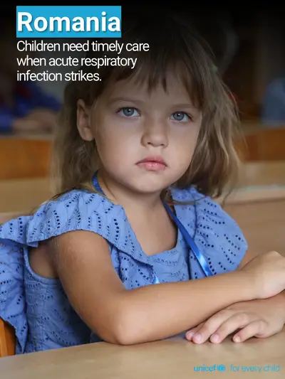 Childhood pneumonia tile for Romania, Photo · English
