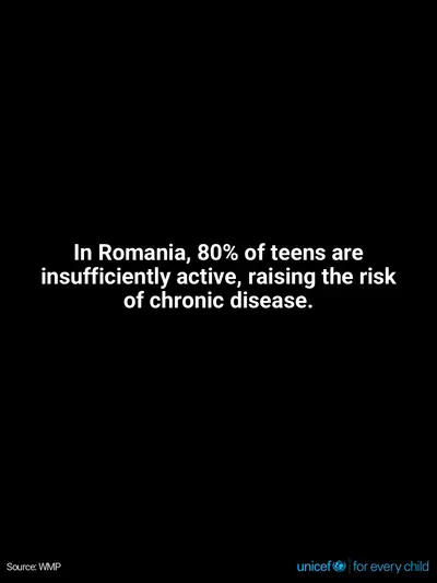 Adolescent physical activity tile for Romania, Text only · English