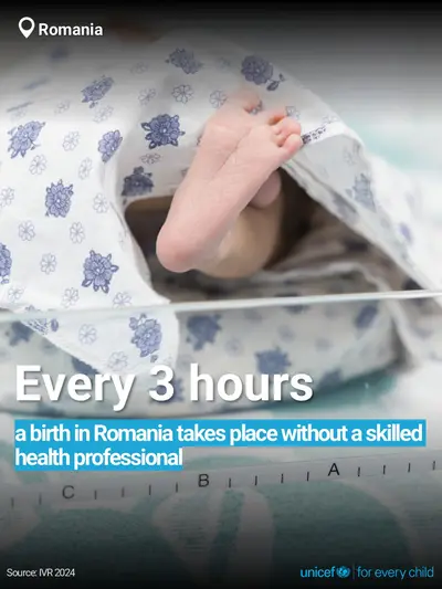 Skilled birth attendance tile for Romania, Bold number · English