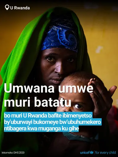 Childhood pneumonia tile for Rwanda, Bold number · Kinyarwanda