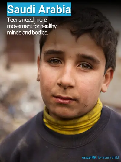 Adolescent physical activity tile for Saudi Arabia, Photo · English