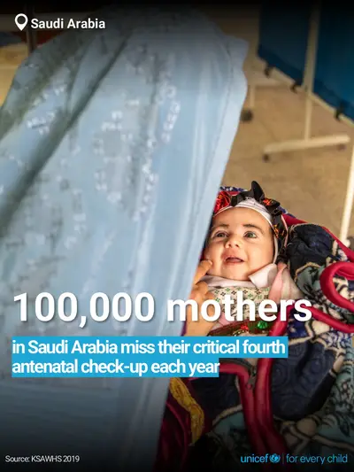 Antenatal care tile for Saudi Arabia, Bold number · English