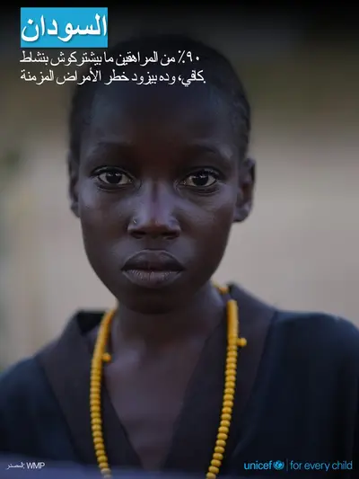 Adolescent physical activity tile for Sudan, Photo · Arabic