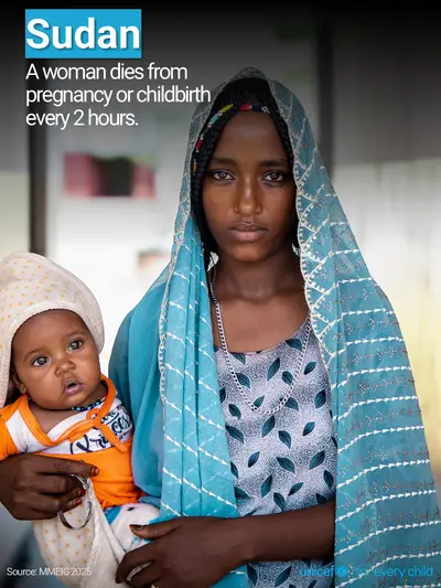 Maternal mortality tile for Sudan, Photo · English