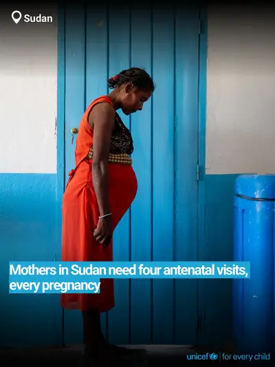Antenatal care tile for Sudan, Bold number · English