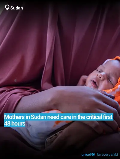 Postnatal care tile for Sudan, Bold number · English