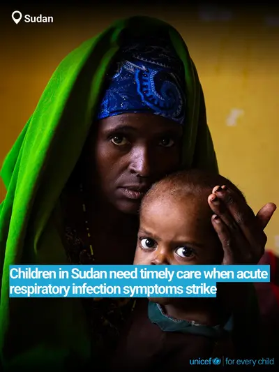 Childhood pneumonia tile for Sudan, Bold number · English