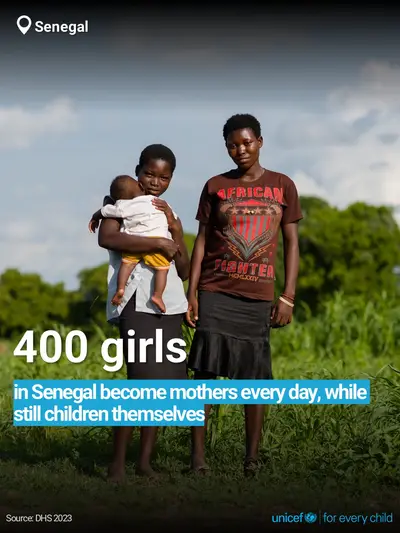 Adolescent motherhood tile for Senegal, Bold number · English
