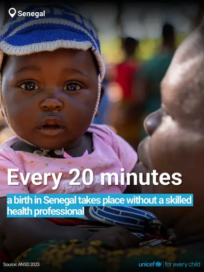 Skilled birth attendance tile for Senegal, Bold number · English