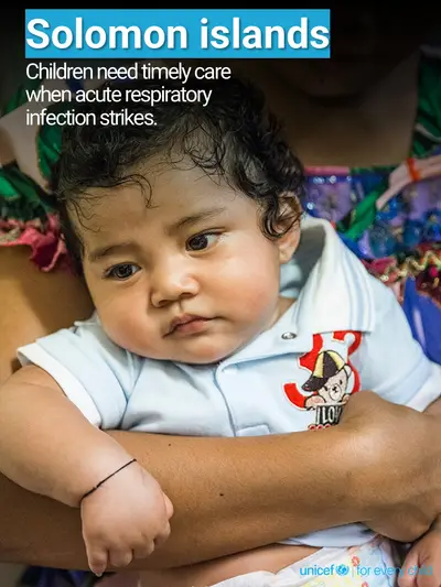 Childhood pneumonia tile for Solomon Islands, Photo · English
