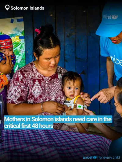 Postnatal care tile for Solomon Islands, Bold number · English
