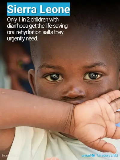 Oral rehydration salts tile for Sierra Leone, Photo · English