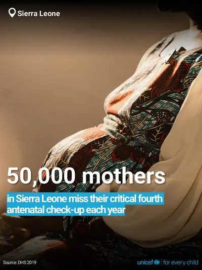 Antenatal care tile for Sierra Leone, Bold number · English