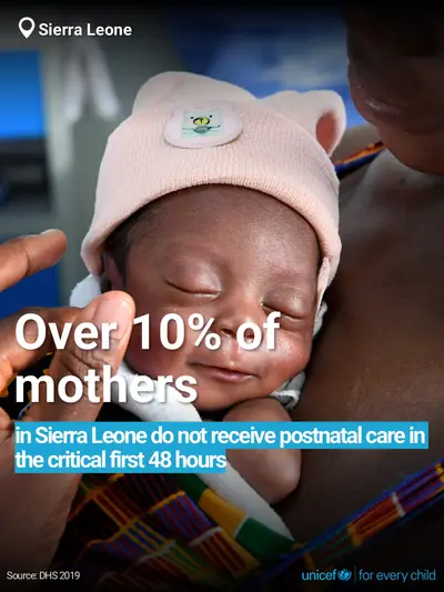Postnatal care tile for Sierra Leone, Bold number · English