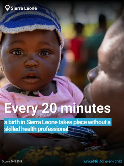 Skilled birth attendance tile for Sierra Leone, Bold number · English