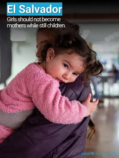 Adolescent motherhood tile for El Salvador, Photo · English