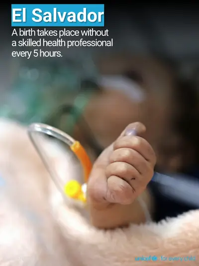 Skilled birth attendance tile for El Salvador, Photo · English