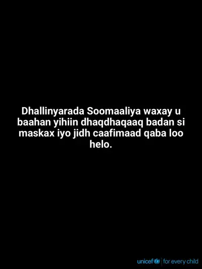 Adolescent physical activity tile for Somalia, Text only · Somali