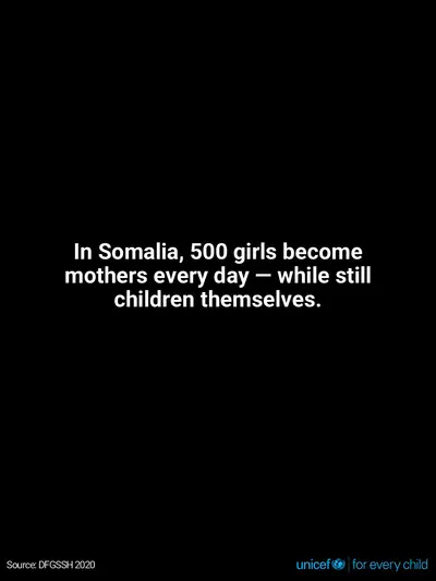 Adolescent motherhood tile for Somalia, Text only · English