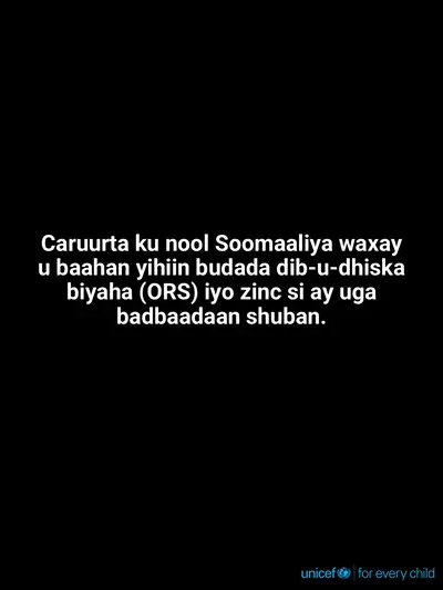 Oral rehydration salts tile for Somalia, Text only · Somali