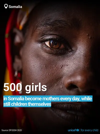 Adolescent motherhood tile for Somalia, Bold number · English