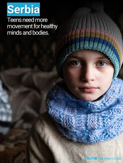 Adolescent physical activity tile for Serbia, Photo · English