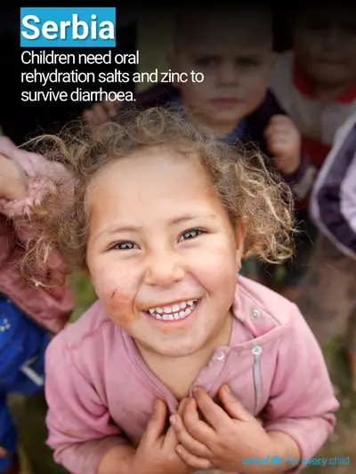 Oral rehydration salts tile for Serbia, Photo · English