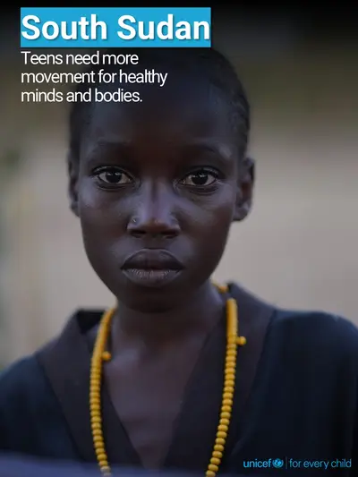 Adolescent physical activity tile for South Sudan, Photo · English