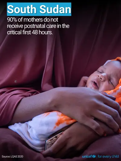 Postnatal care tile for South Sudan, Photo · English