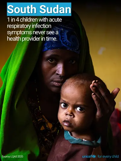 Childhood pneumonia tile for South Sudan, Photo · English