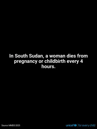 Maternal mortality tile for South Sudan, Text only · English