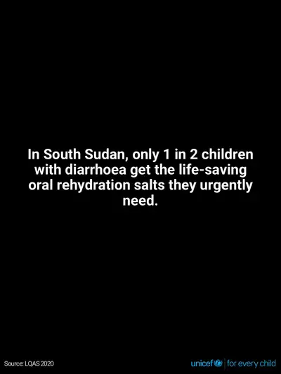Oral rehydration salts tile for South Sudan, Text only · English