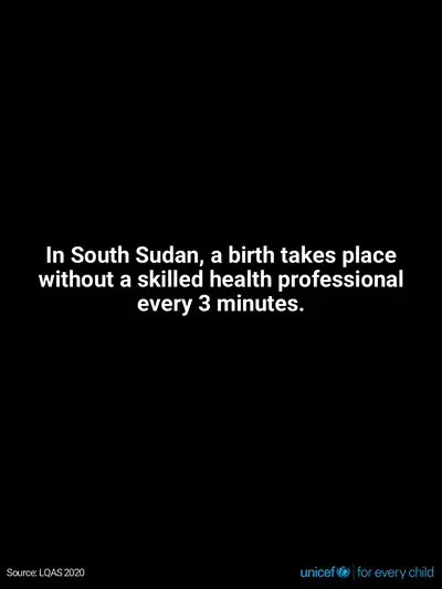 Skilled birth attendance tile for South Sudan, Text only · English
